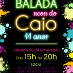 Convite digital neon com tinta colorida para festa de aniversário