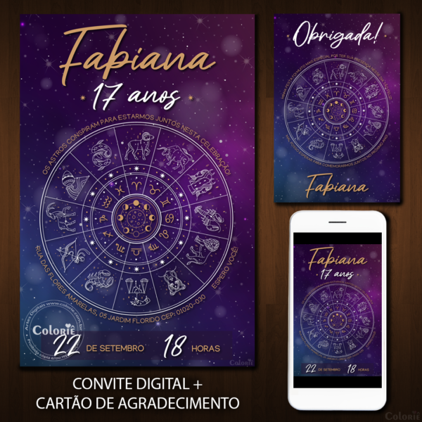 Convite Digital Astrologia: Roda dos Signos + Brinde