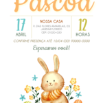 Convite digital de Páscoa branco com cesta e borboletas