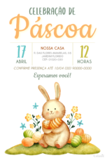Convite digital de Páscoa branco com cesta e borboletas
