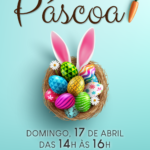 Convite digital de Páscoa com cestinha e ovinhos coloridos