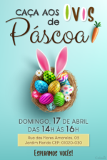 Convite digital de Páscoa com cestinha e ovinhos coloridos