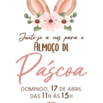 Convite digital de Páscoa com orelhas fofas de coelho e flores