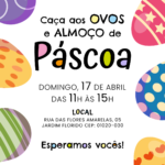 Convite digital de Páscoa com ovos decorados coloridos