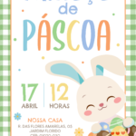 Convite digital de Páscoa xadrez com coelho e ovos