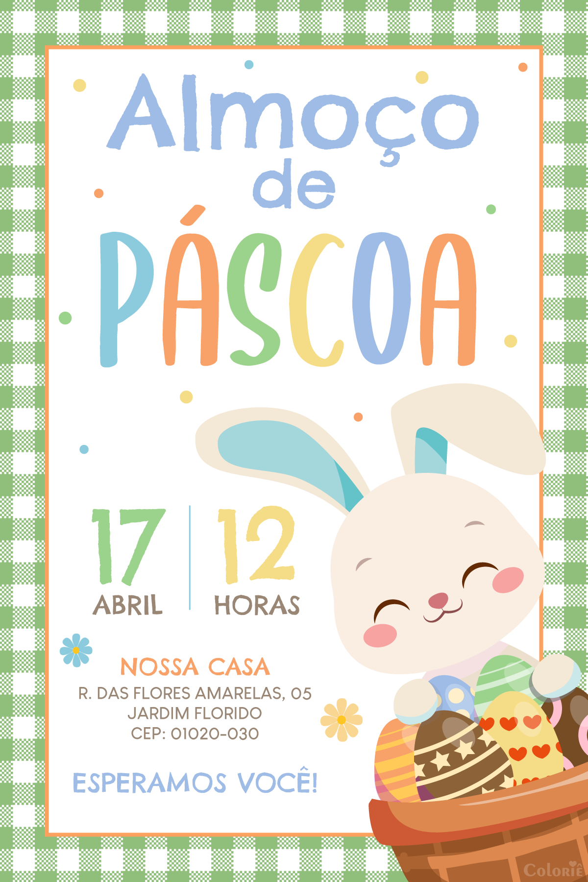 convite-pascoa-xadrez-coelho-ovos-festa Convite digital de Páscoa xadrez com coelho e ovos