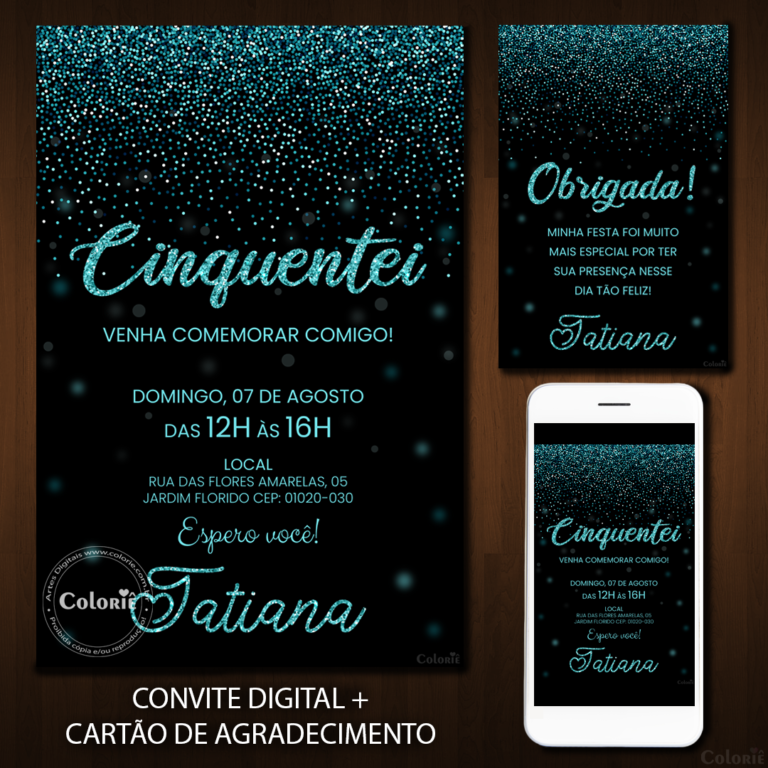Convite Digital Glitter