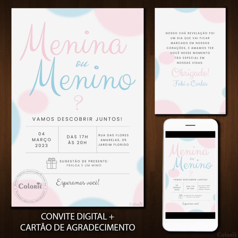 Convite Digital Chá Revelação