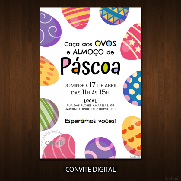 convite-de-páscoa-com-ovos-decorados-coloridos