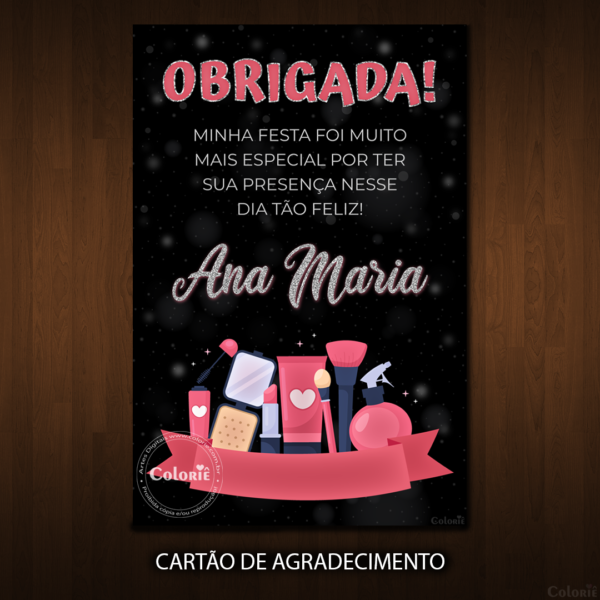 Convite Digital Spa: Preto, Rosa e Prata + Brinde