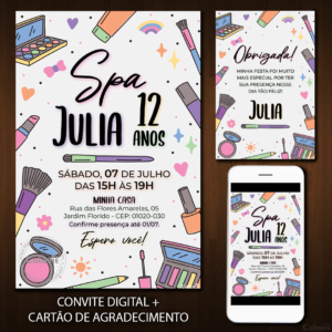 Convite Digital Spa: Maquiagens Fofas + Brinde