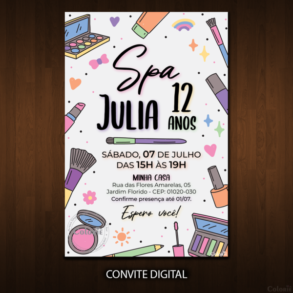 Convite Digital Spa: Maquiagens Fofas + Brinde