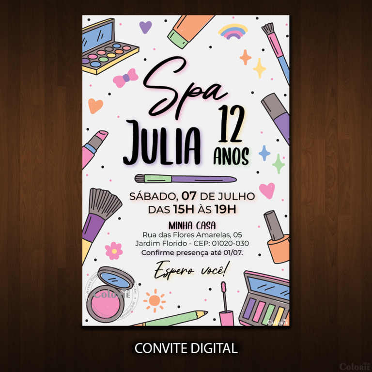 Convite Digital Spa: Maquiagens Fofas + Brinde