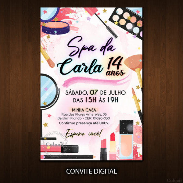 Convite Digital Spa: Maquiagens e Estrelinhas + Brinde