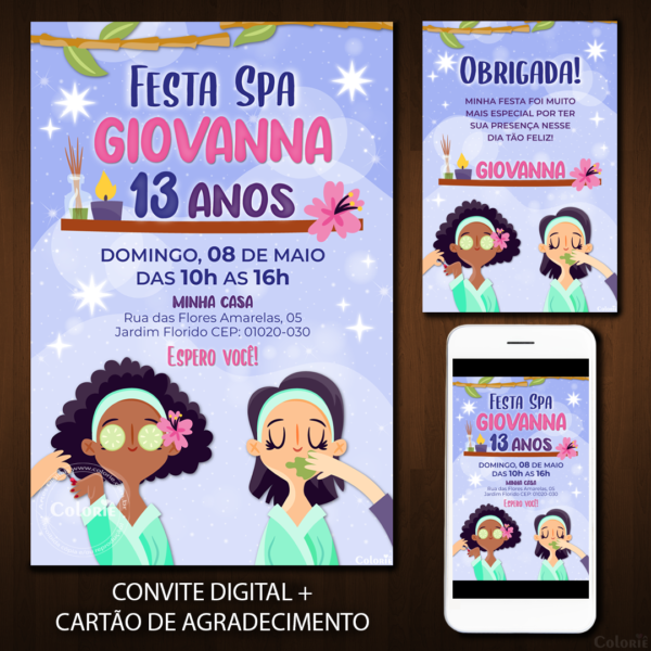 Convite Digital Spa: Amigas se Embelezando + Brinde