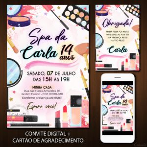 Convite Digital Spa: Maquiagens e Estrelinhas + Brinde