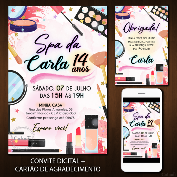 Convite Digital Spa: Maquiagens e Estrelinhas + Brinde