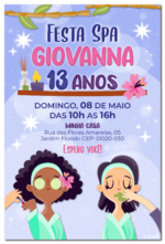 Convite digital de spa com amigas se embelezando