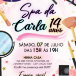 Convite digital de spa com maquiagens e estrelinhas
