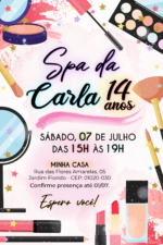 Convite digital de spa com maquiagens e estrelinhas