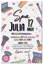 Convite digital de spa com maquiagens fofas para festa