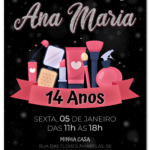 Convite digital de spa preto, rosa e prata
