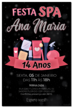 Convite digital de spa preto, rosa e prata