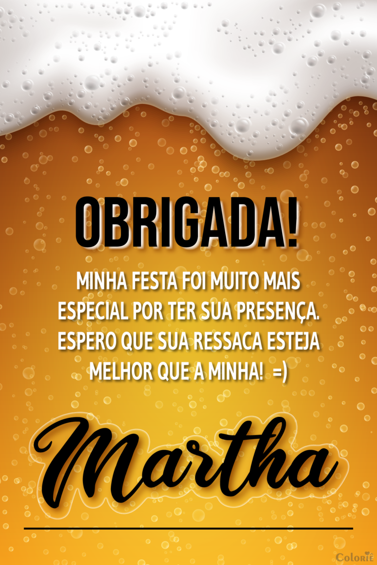 Cartão de agradecimento de boteco com cerveja e espuma