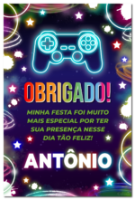 Convite Digital Vídeo Game: Neon Colorido + Brinde - Imagem 2
