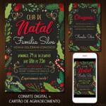Convite Digital Natal: Folhas e Enfeites + Brinde