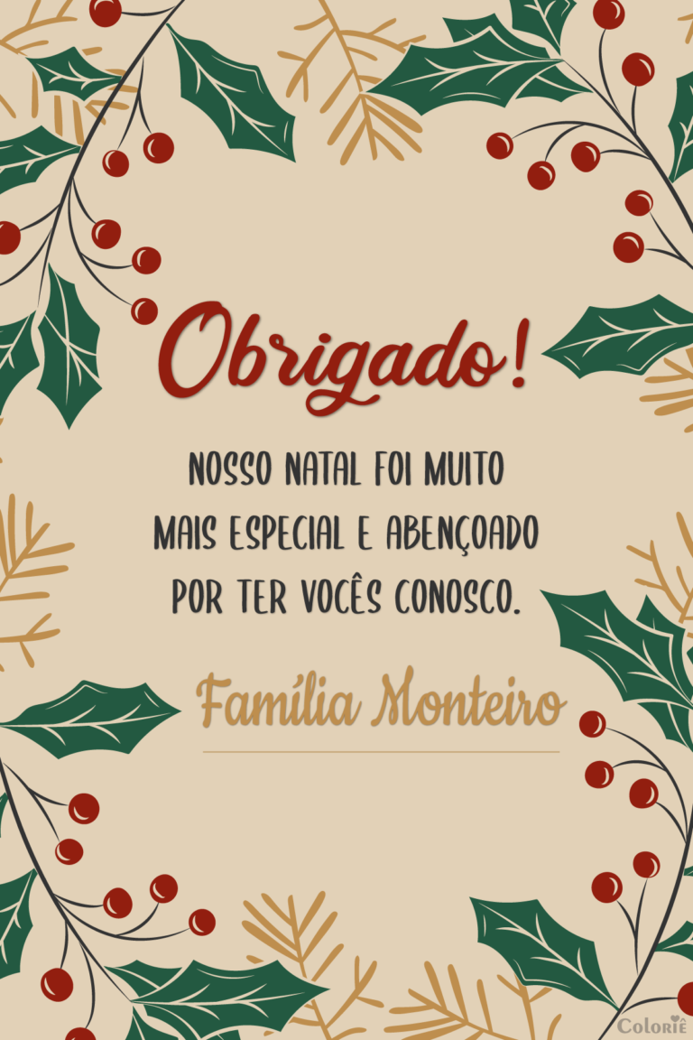 Cartão de agradecimento de Natal com folhagens natalinas