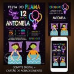Convite Digital Spa: Festa do Pijama Neon + Brinde