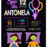 Convite digital de festa do pijama neon