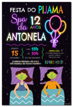Convite digital de festa do pijama neon