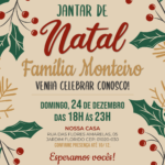 Convite digital de Natal com folhagens natalinas