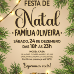 Convite digital de Natal com folhagens e pisca-pisca