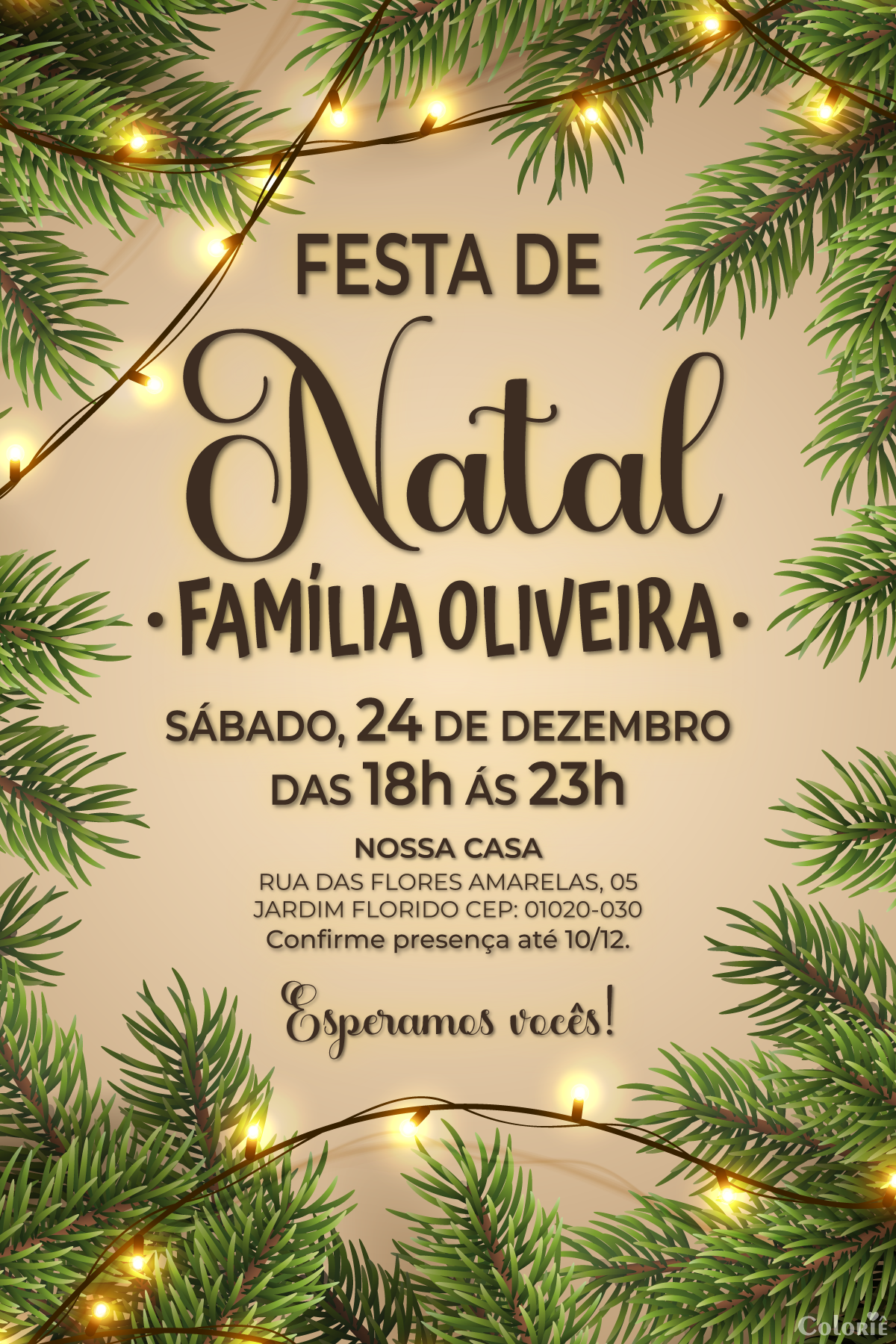 convite-natal-folhagens-pisca-pisca-festa Convite digital de Natal com folhagens e pisca-pisca