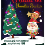 Convite digital de Natal com neve, árvore e Papai Noel
