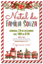Convite digital de Natal com trem natalino