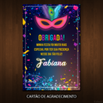 Convite Digital Carnaval: Metalizado com Confetes + Brinde