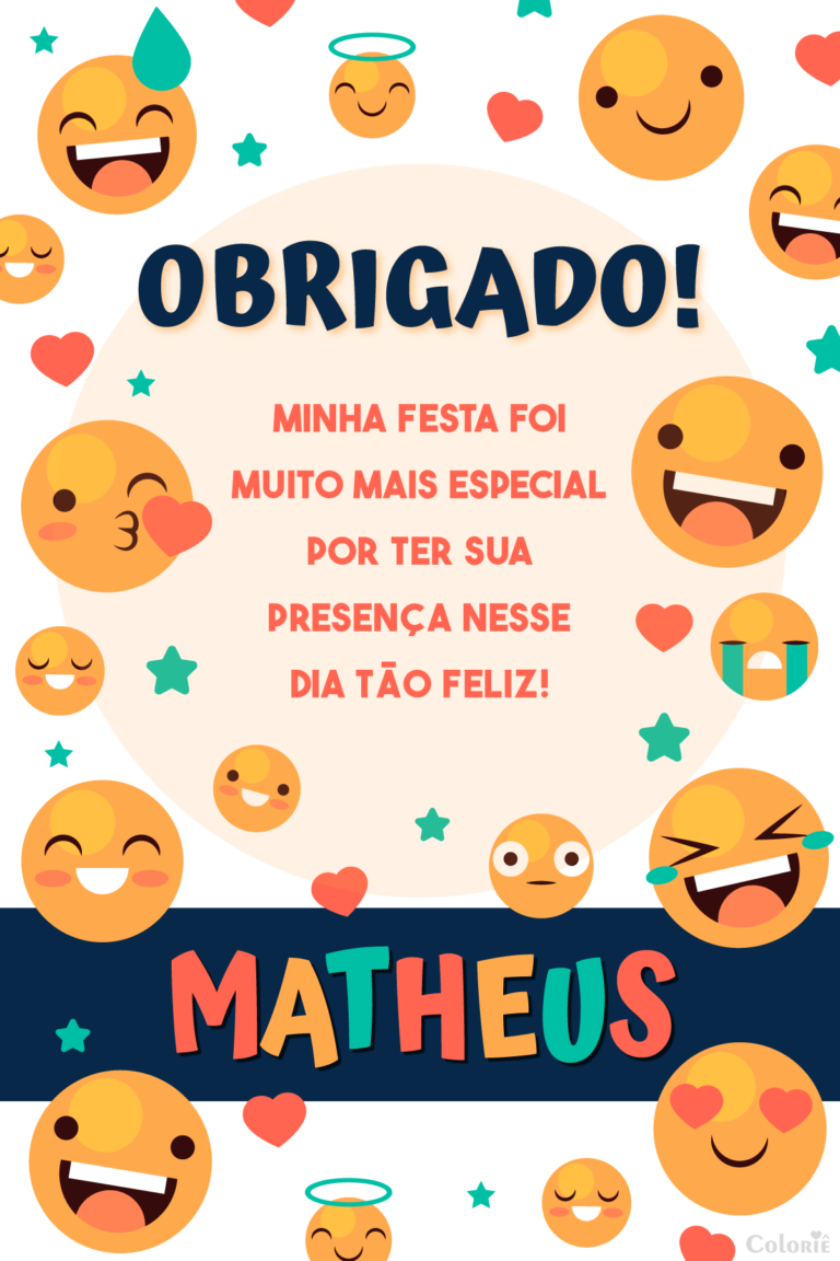Cartão de agradecimento de emoticons branco e azul