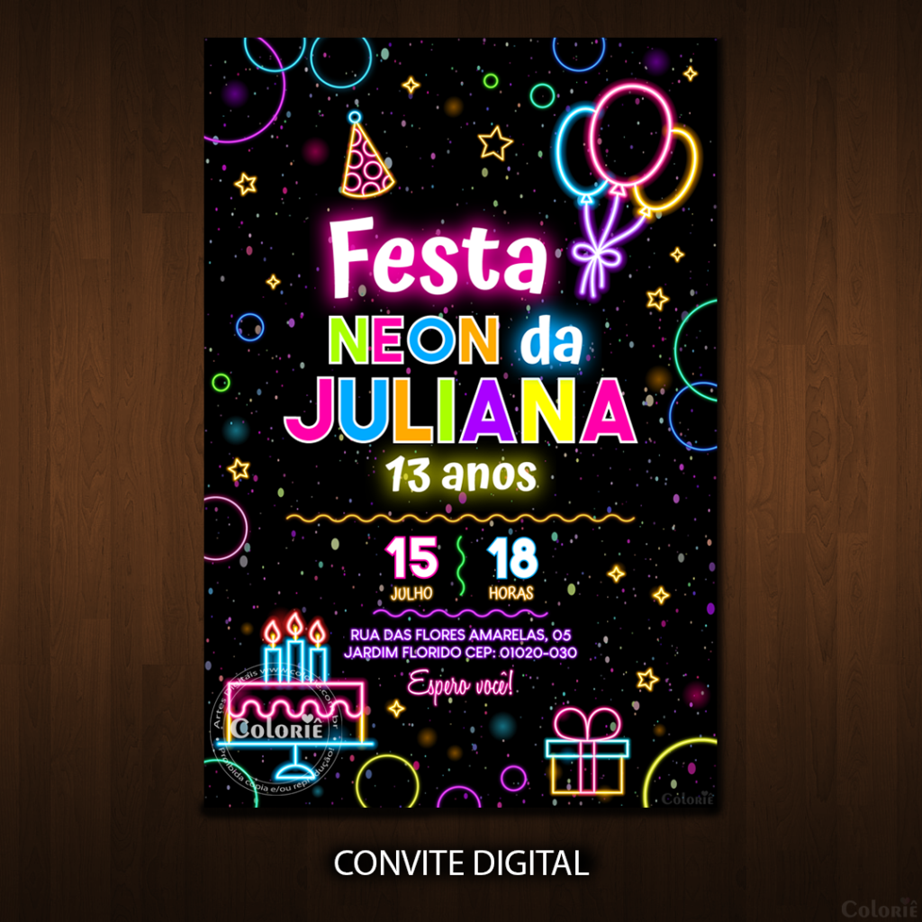 Convite Digital Neon