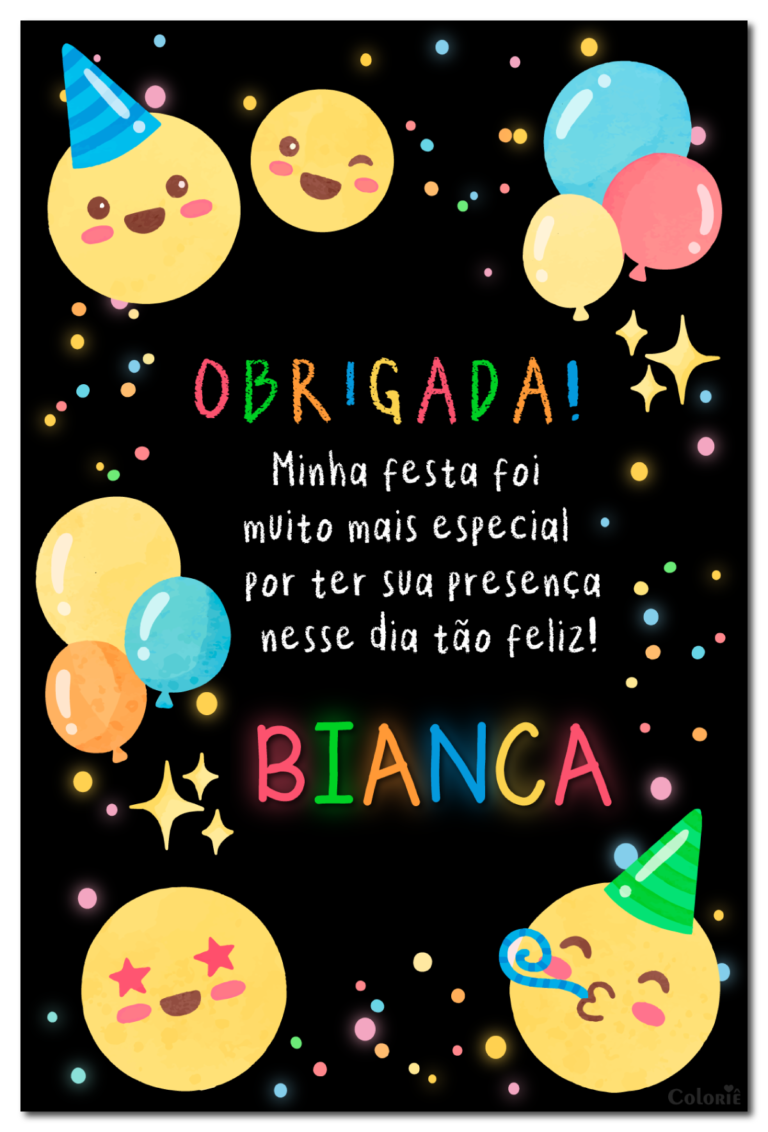 Cartão de agradecimento de emoticons com bolinhas coloridas neon