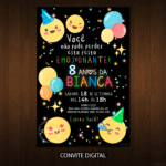 Convite Digital Emoticon: Bolinhas Coloridas Neon + Brinde