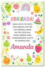 Cartão de agradecimento de frutas com frutinhas coloridas