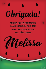 Cartão de agradecimento de melancia para festa de aniversário