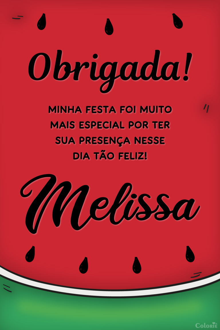 Cartão de agradecimento de melancia para festa de aniversário