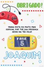 Cartão de agradecimento de videogame com mini game
