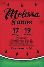 Convite digital de melancia para festa de aniversário