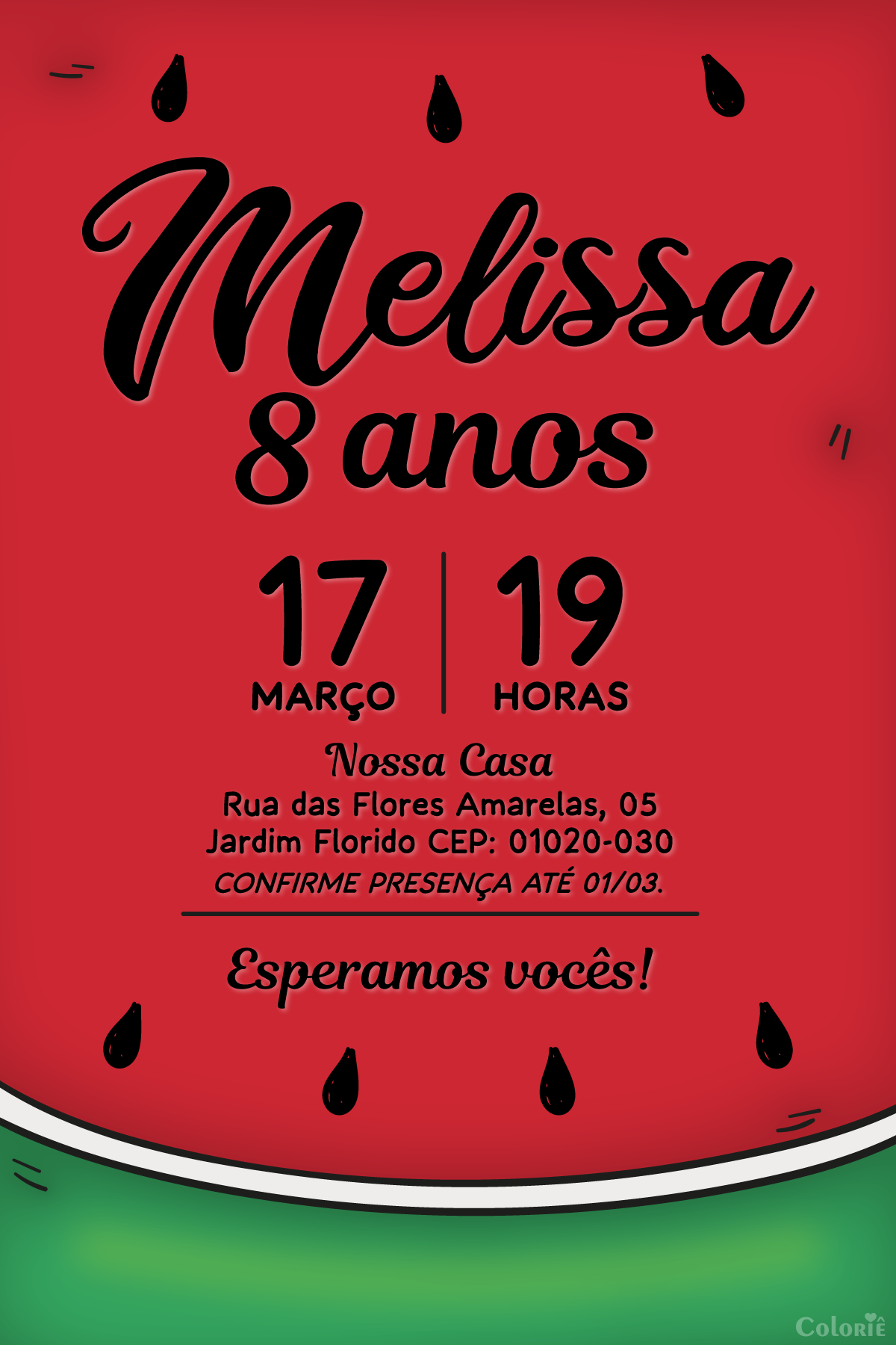 convite-melancia-festa-aniversario-verao-frutas Convite digital de melancia para festa de aniversário